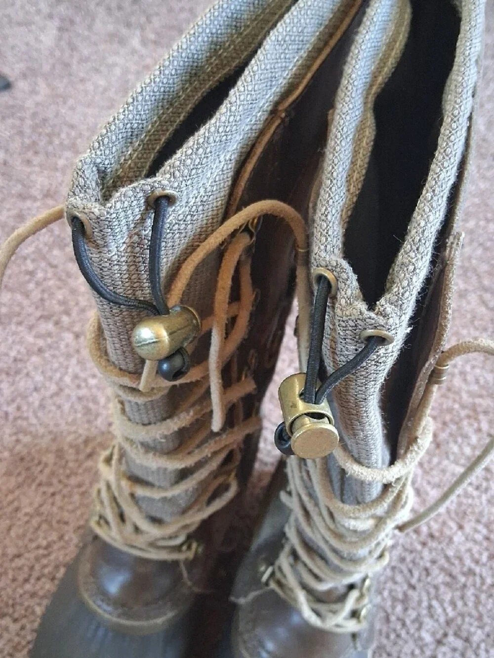 Sorel Conquest Carly Brown Gray Tall Lace-Up Waterproof Winter Boots